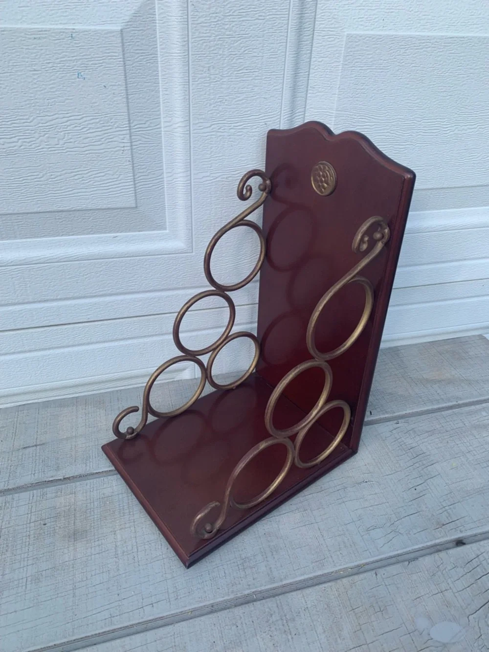 Vintage The Bombay Company Brass Scroll 4 Bottle Wine Rack Tabletop Holder Decor